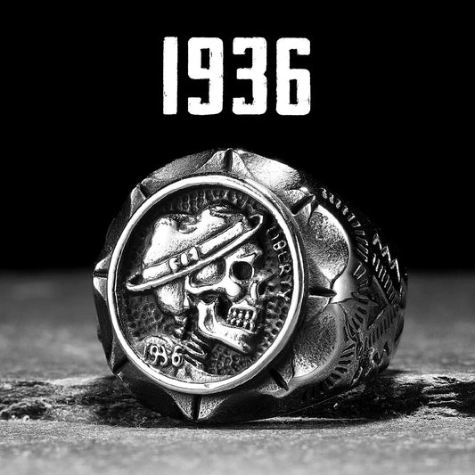 1936 Retro Stylish Skull Men Rings Stainless Steel Women Jewelry Punk Retro New In Rock Fashion Accessories Gift Wholesale