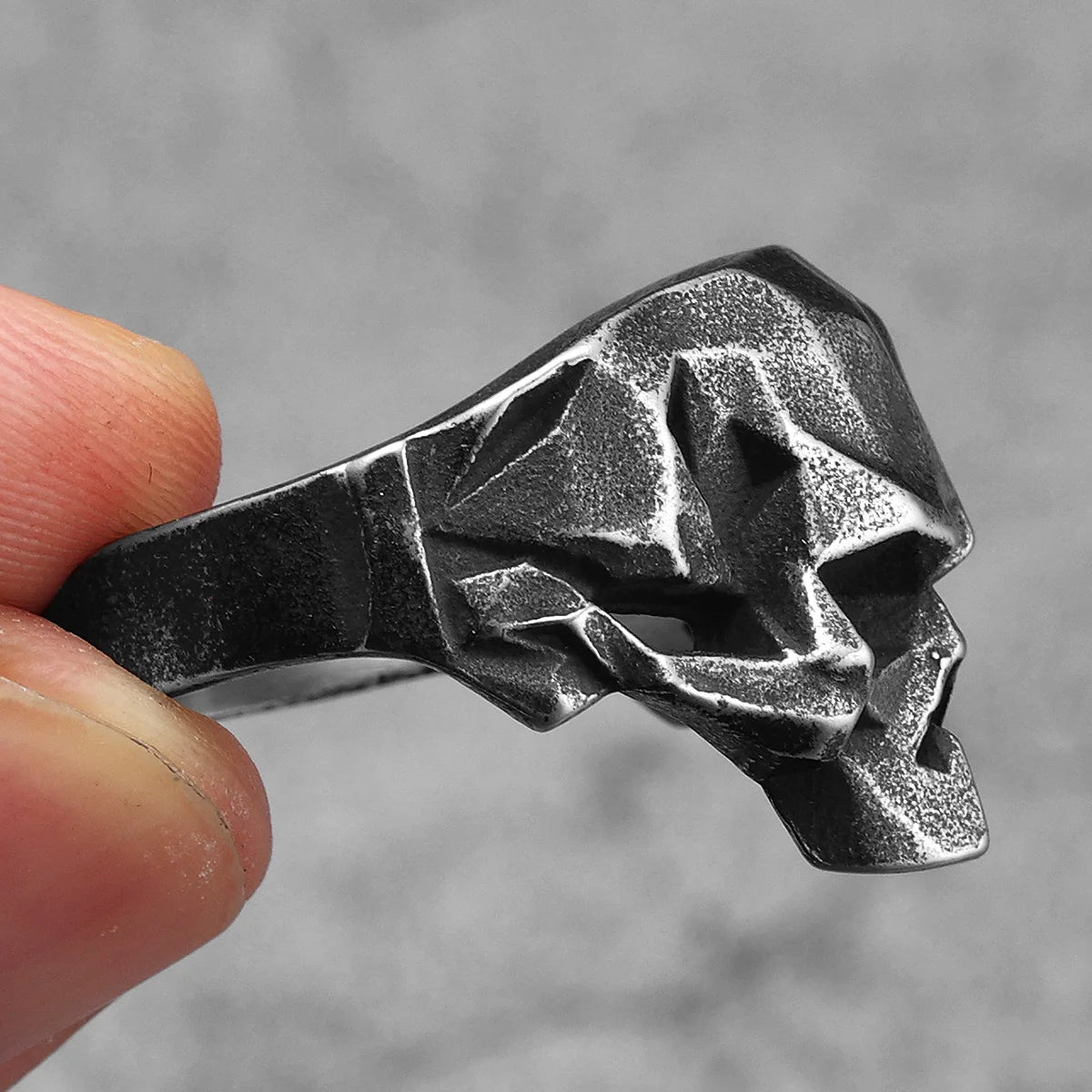 Retro Geometric Skull Men Rings Stainless Steel Women Jewelry Punk Retro New In Rock Fashion Accessories Gift Wholesale