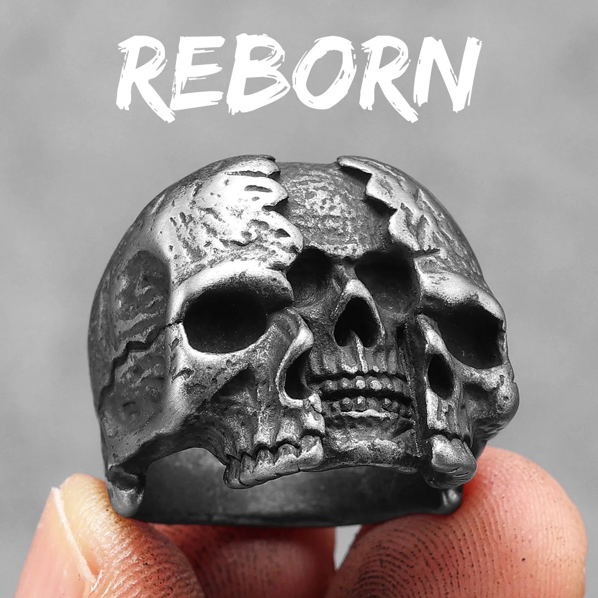 Schizophrenia Skull Men Rings Stainless Steel Women Jewelry Punk Rock Vintage Black Gothic Fashion Accessories Gifts Wholesale