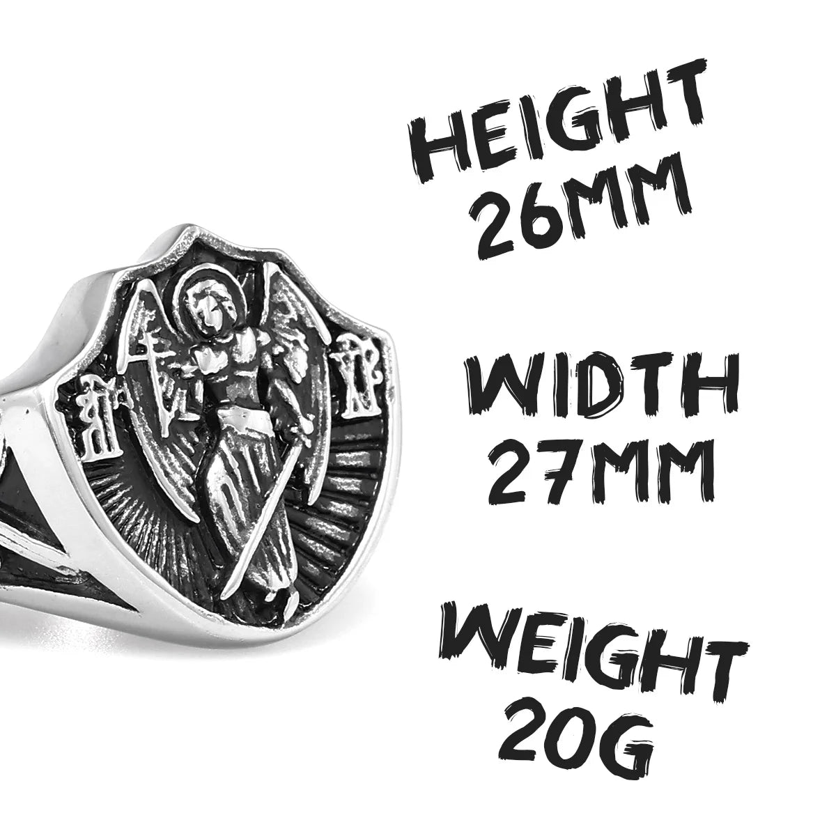 Archangel St.Michael Religion Amulet Stainless Steel Mens Rings Punk for Male Boyfriend Biker Jewelry Creativity Gift Wholesale
