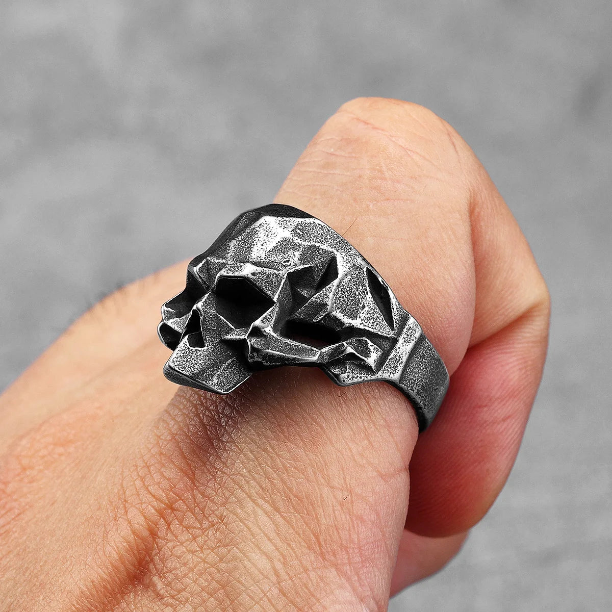 Retro Geometric Skull Men Rings Stainless Steel Women Jewelry Punk Retro New In Rock Fashion Accessories Gift Wholesale