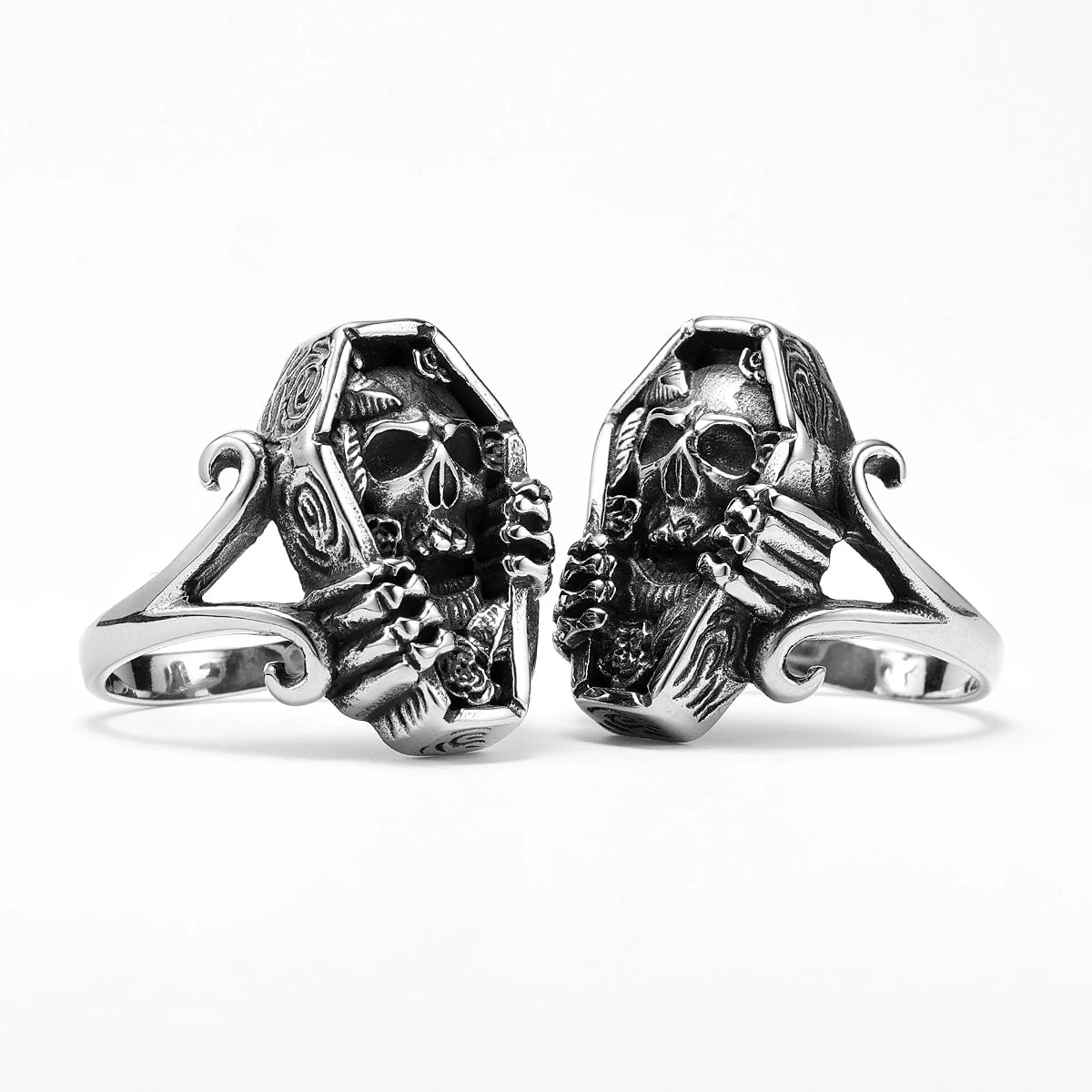 Mummy Skull Coffin Men Rings Stainless Steel Women Jewelry Punk Retro New In Rock Fashion Accessories Gift Wholesale Dropshiping