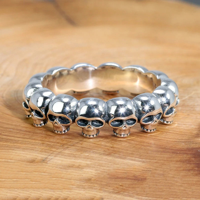 Huitan Ancient Personality Skull Rings Men Women Punk Finger Accessories Couple Ring Unique Gift Hip Hop Rock Style Male Jewelry