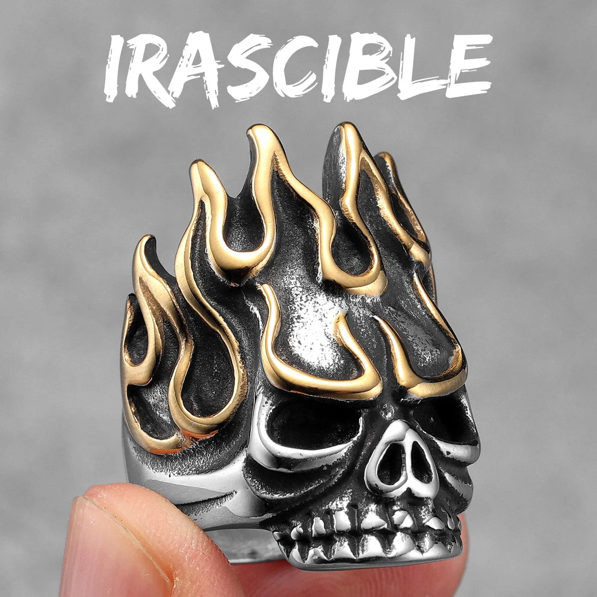 Irascible Fire God Skull Men Rings Stainless Steel Women Jewelry Punk Retro New In Rock Fashion Accessories Gift Wholesale