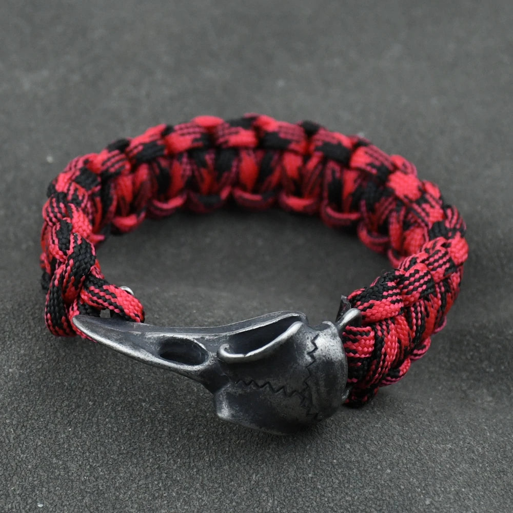 Wicca Skull Rune Bead Bracelet Odin Raven Stainless Steel Viking Bracelet Men Slavic Jewelry Vikings Accessories Vikingos Bangle