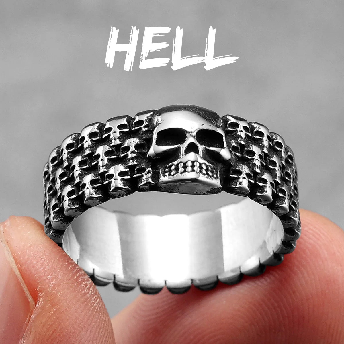 Hell Skull Unique Men Rings Stainless Steel Women Jewelry Punk Retro New In Rock Fashion Accessories Gift Wholesale Dropshiping