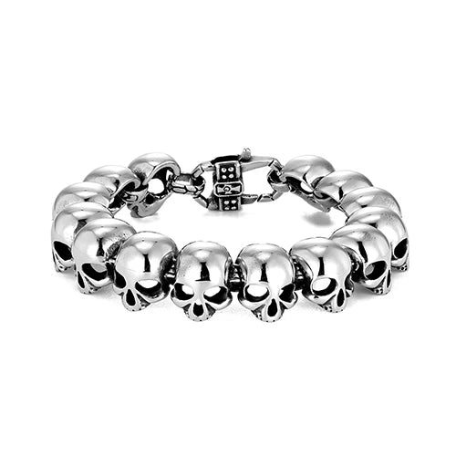 Male Minimalist Skull Bracelet Men And Women's Retro Punk Totem Stainless Steel Bangle Boy Creative glossy ghost head Hand chain