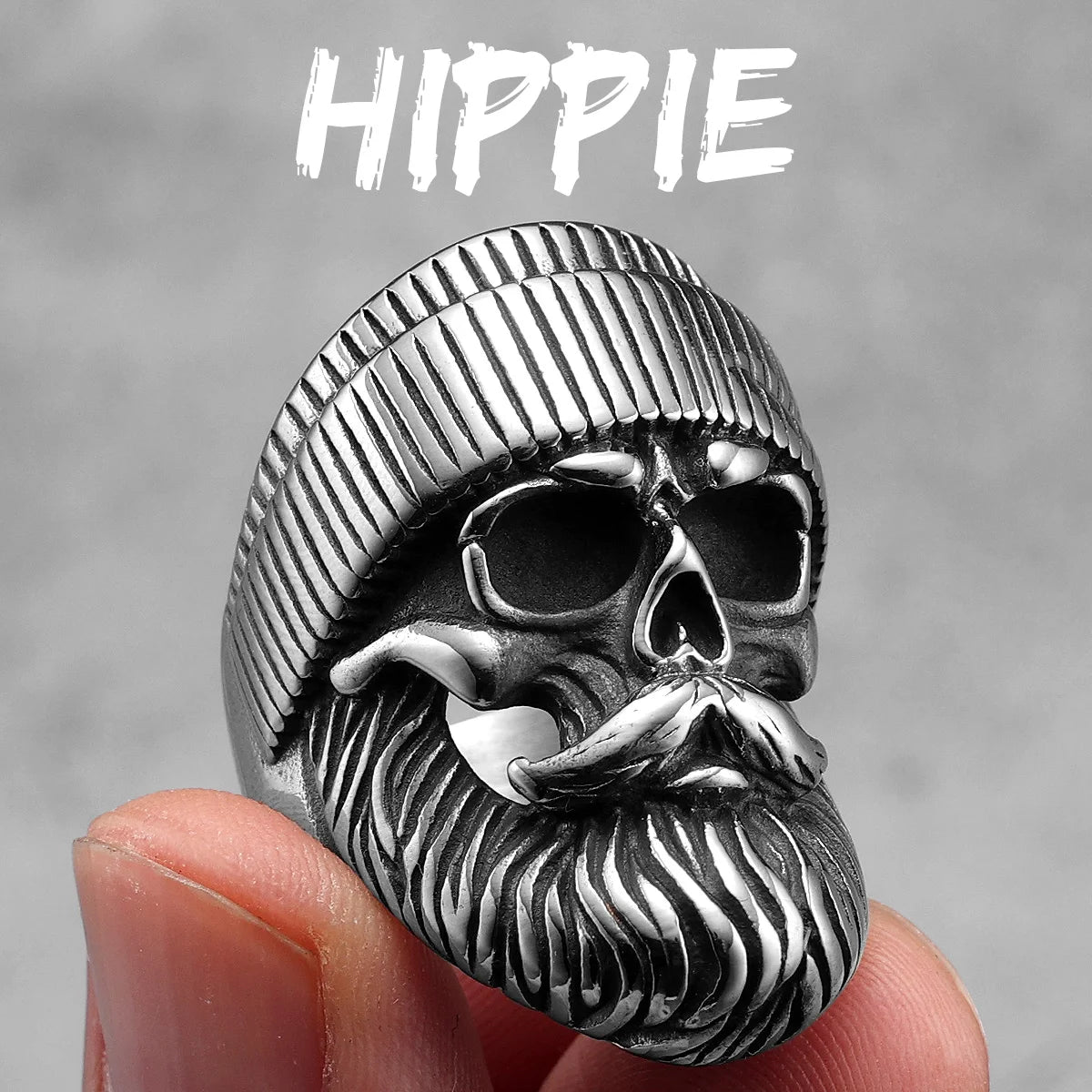 Hippie Skull Rider Men Rings Stainless Steel Women Jewelry Punk Retro New In Rock Fashion Accessories Gift Wholesale Dropshiping