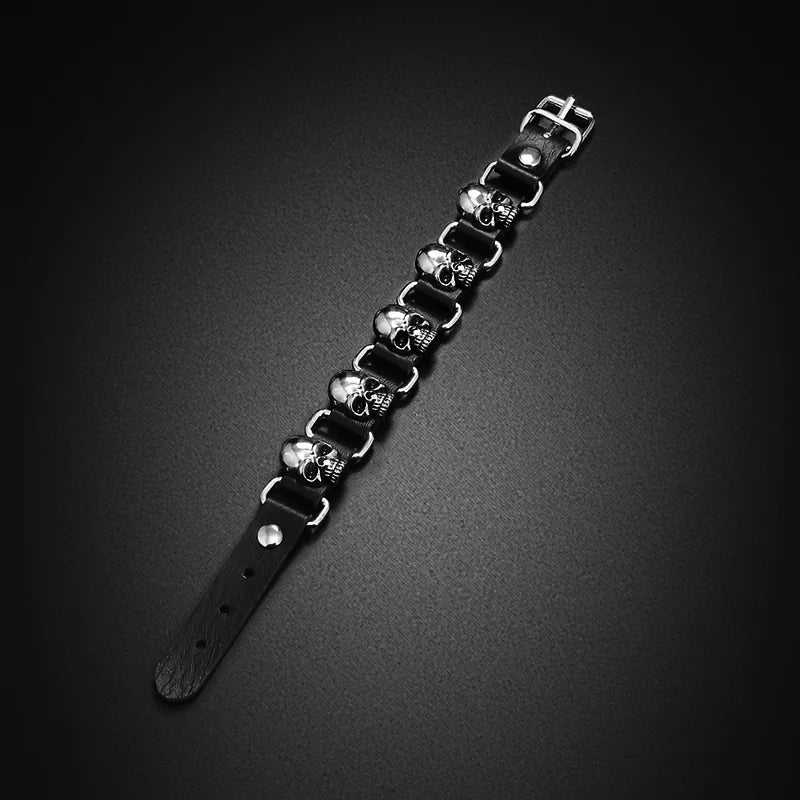 Punk Studded Hip-Hop Fashion Skull Faux Leather Bracelet Suitable for Everyday Wear, Festive Parties, Stylish Accessory Or Gift