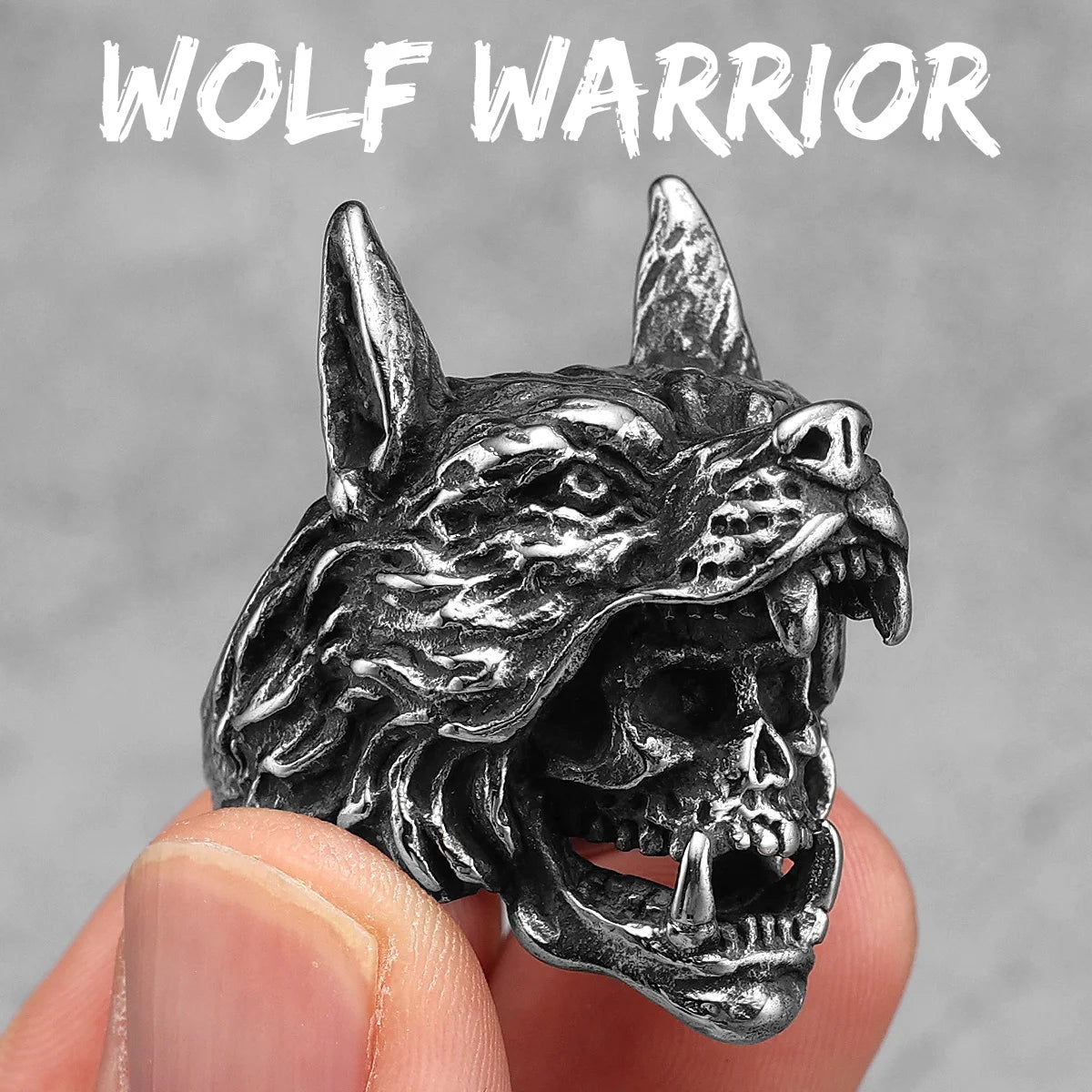 Gladiator Wolf Skull Men Rings Stainless Steel Women Jewelry Vintage Punk Rock Cool Stuff Fashion Accessories Gift Wholesale