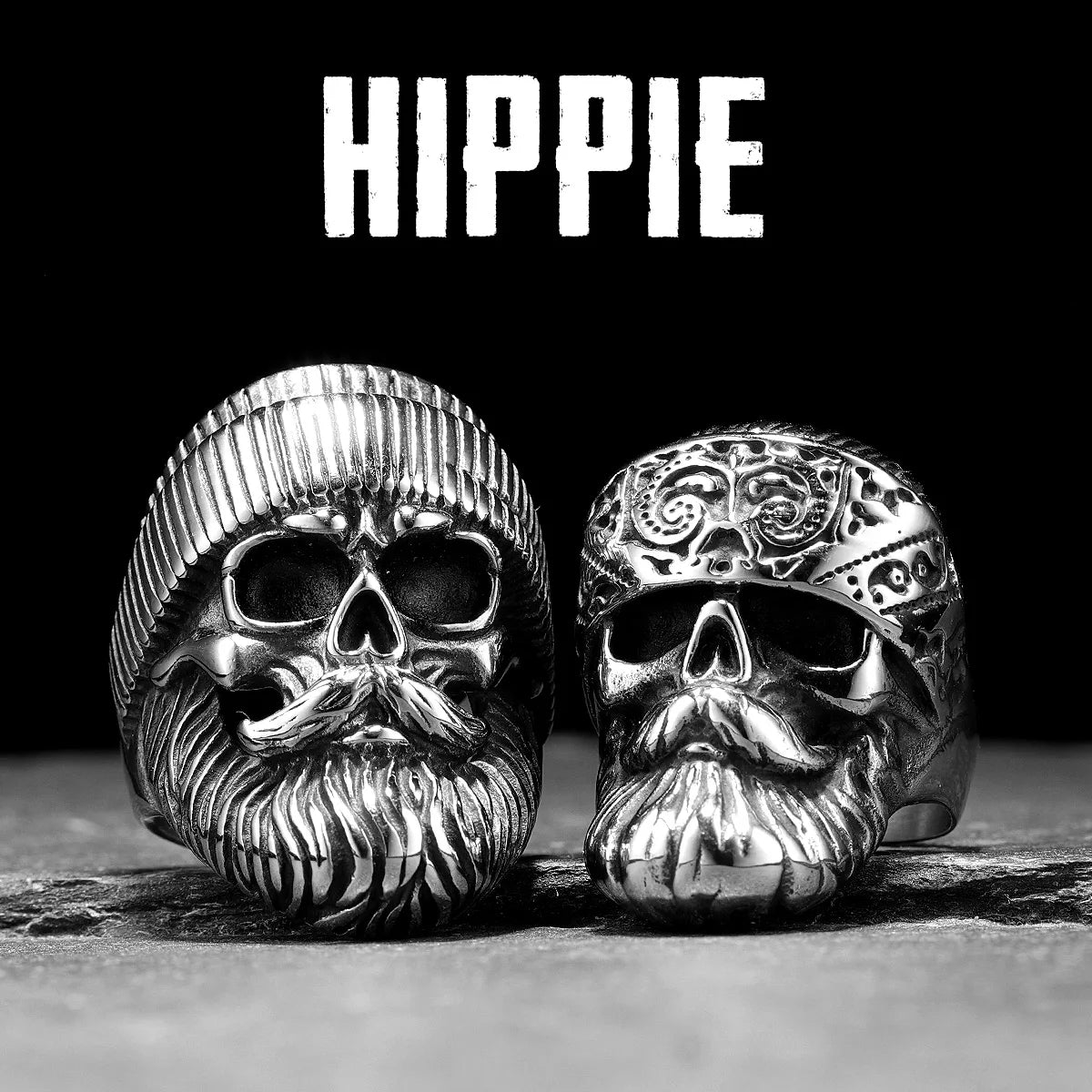 Hippie Skull Rider Men Rings Stainless Steel Women Jewelry Punk Retro New In Rock Fashion Accessories Gift Wholesale Dropshiping