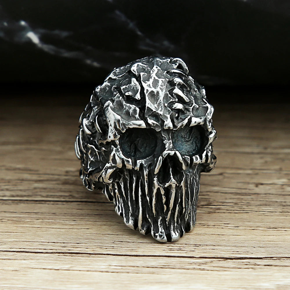 Gothic Vintage Black Devil Skull Rings Steampunk Stainless Steel Skull Ring Men's Hiphop Motorcycle Rock Biker Jewelry Wholesale
