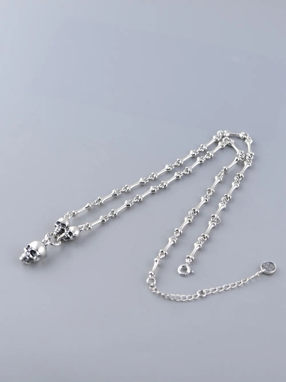 YIZIZAI Gothic Style 100% 925 Sterling Silver Men Women Creative Retro Skull Bone Chain Bracelet For Halloween party