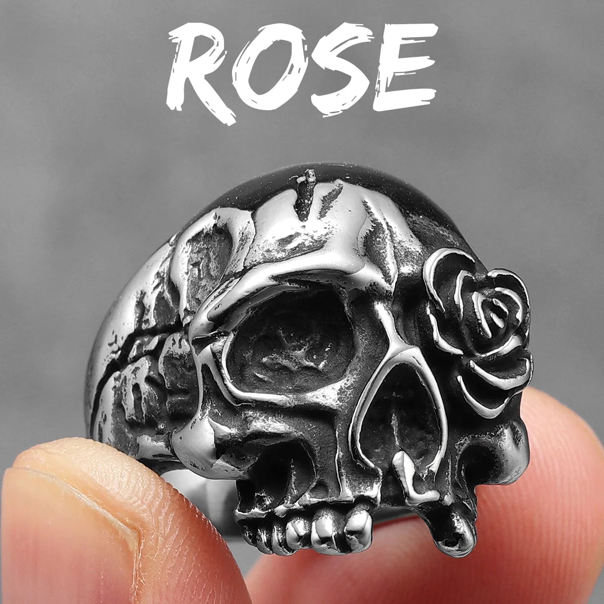 Rose Skull Stainless Steel Men Rings Punk New In For Male Women Fashion Jewelry Creativity Gift Wholesale Dropshiping