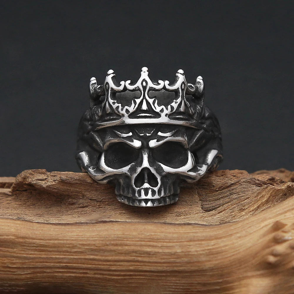 Vintage Gothic 316L Stainless Steel Skull Rings For Men Women Punk Hip Hop Motorcycle Band Jewelry Halloween Gifts Dropshipping