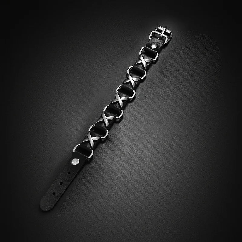 Punk Studded Hip-Hop Fashion Skull Faux Leather Bracelet Suitable for Everyday Wear, Festive Parties, Stylish Accessory Or Gift