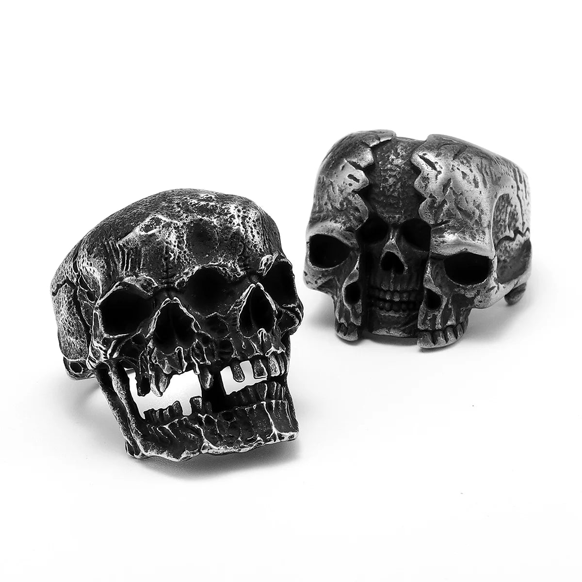 Schizophrenia Skull Men Rings Stainless Steel Women Jewelry Punk Rock Vintage Black Gothic Fashion Accessories Gifts Wholesale