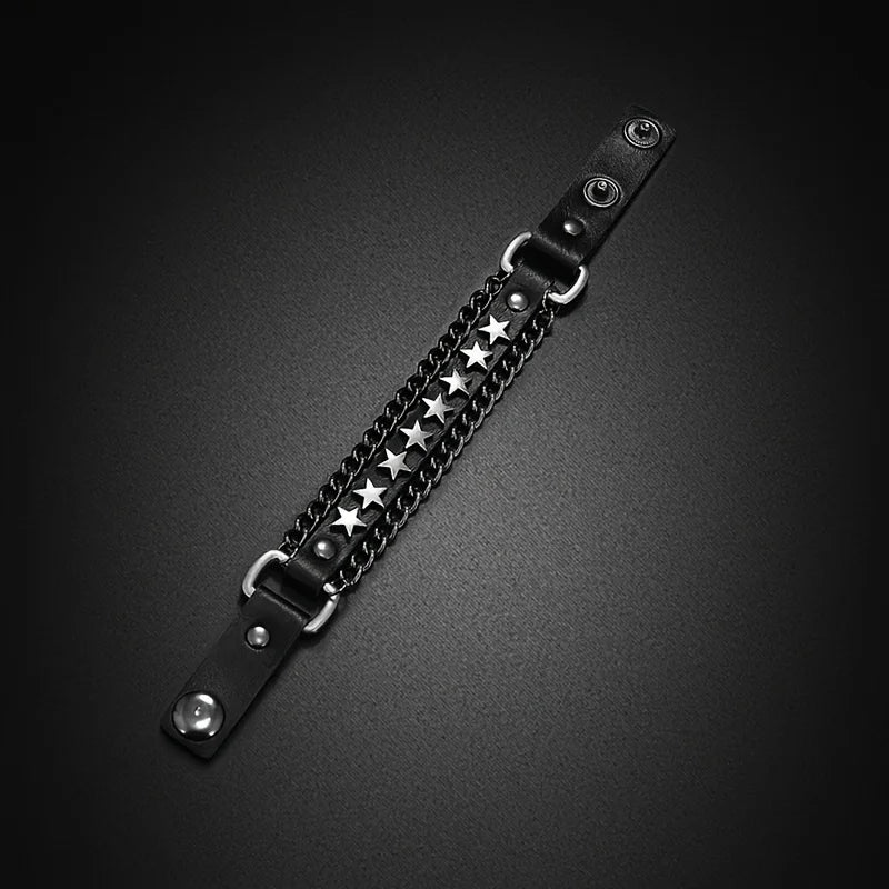 Punk Studded Hip-Hop Fashion Skull Faux Leather Bracelet Suitable for Everyday Wear, Festive Parties, Stylish Accessory Or Gift