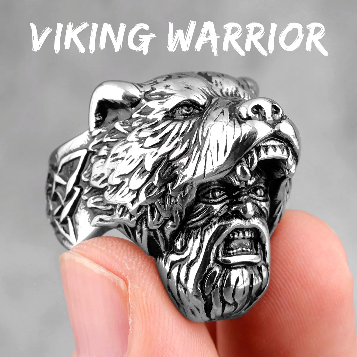 Gladiator Wolf Skull Men Rings Stainless Steel Women Jewelry Vintage Punk Rock Cool Stuff Fashion Accessories Gift Wholesale