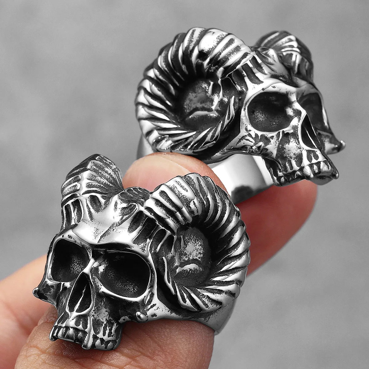 Gothic Satan Skull Men Rings Stainless Steel Women Jewelry Punk Retro New In Rock Fashion Accessories Gift Wholesale Dropshiping