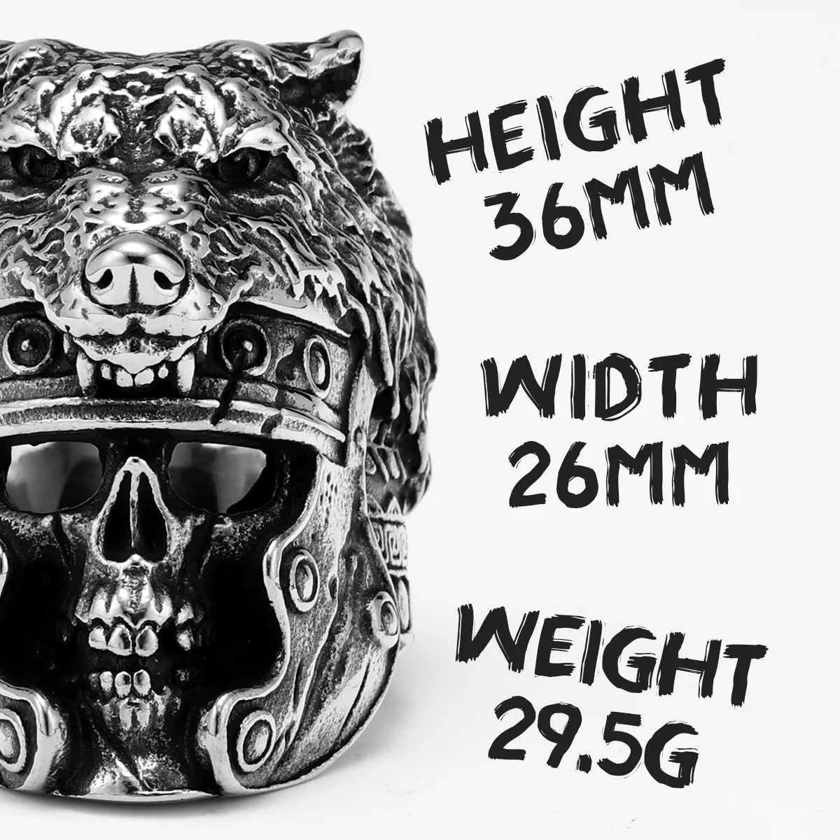 Gladiator Wolf Skull Men Rings Stainless Steel Women Jewelry Vintage Punk Rock Cool Stuff Fashion Accessories Gift Wholesale