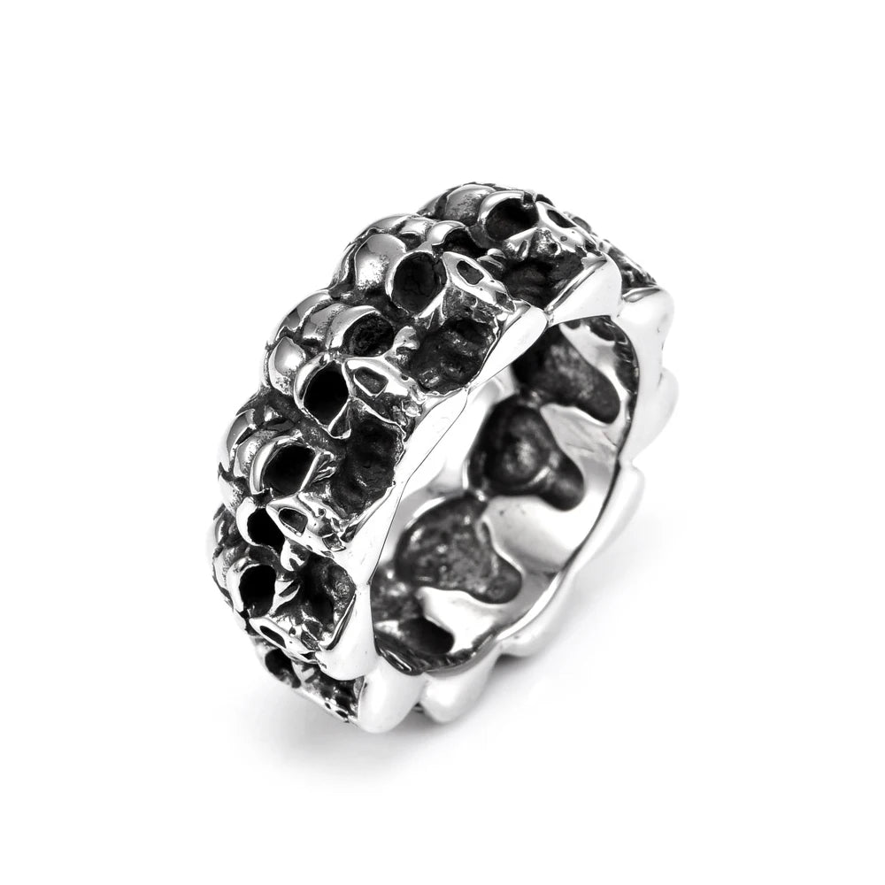 Gothic Vintage Stainless Steel Skull Ring For Men Boys Punk Rock Hip Hop Skull Rings Fashion Party Jewelry Gifts Dropshipping