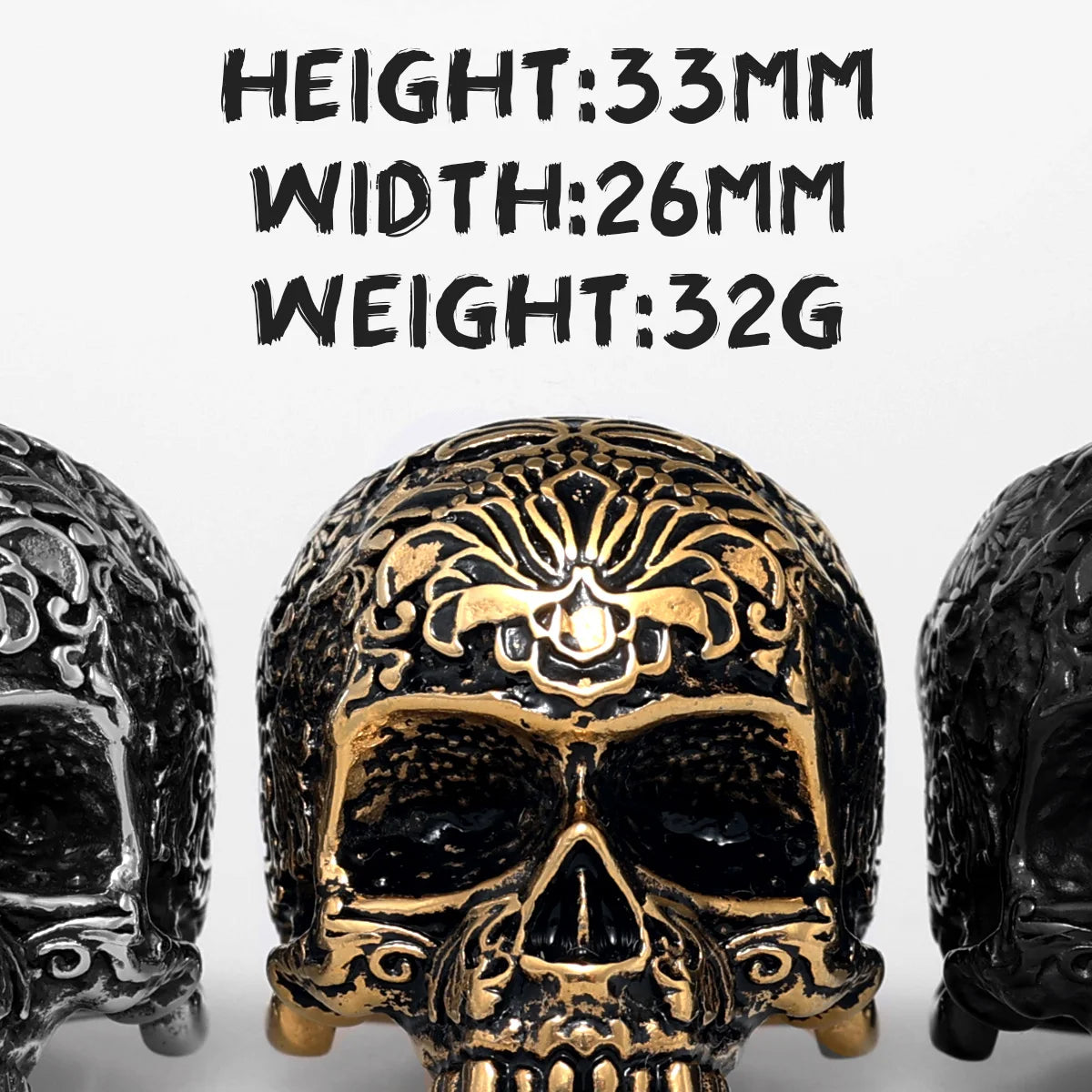 Vintage Carved Skull Stainless Steel Mens Rings Punk Gothic Halloween for Male Boyfriend Biker Jewelry Creativity Gift Wholesale