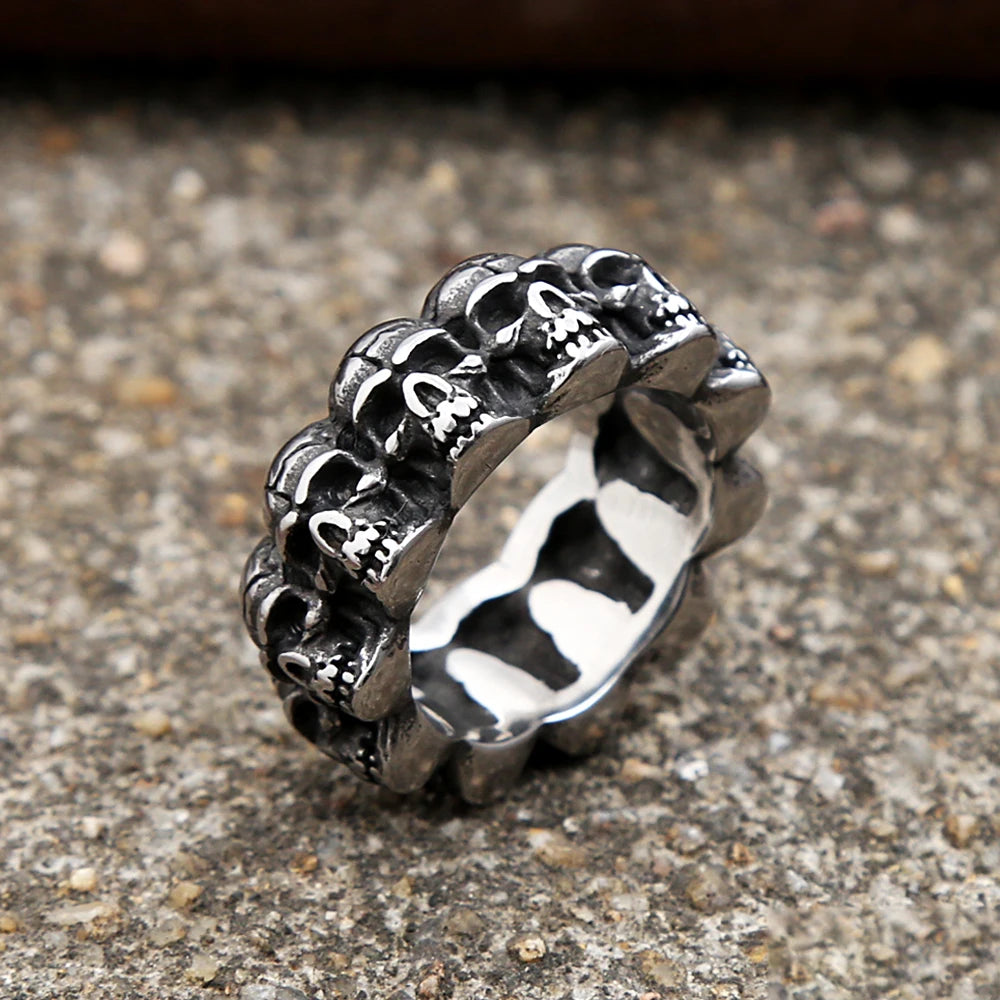 Gothic Vintage Stainless Steel Skull Ring For Men Boys Punk Rock Hip Hop Skull Rings Fashion Party Jewelry Gifts Dropshipping