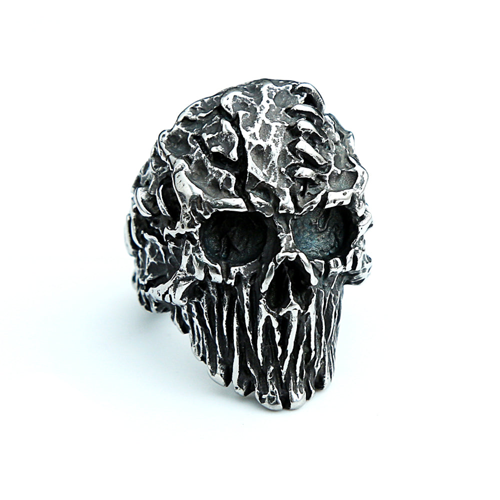 Gothic Vintage Black Devil Skull Rings Steampunk Stainless Steel Skull Ring Men's Hiphop Motorcycle Rock Biker Jewelry Wholesale