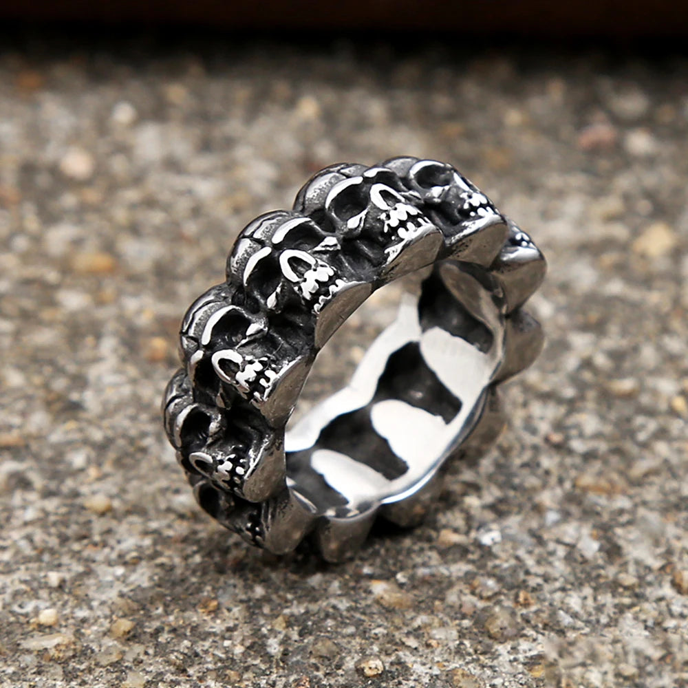 Gothic Vintage Stainless Steel Skull Ring For Men Boys Punk Rock Hip Hop Skull Rings Fashion Party Jewelry Gifts Dropshipping