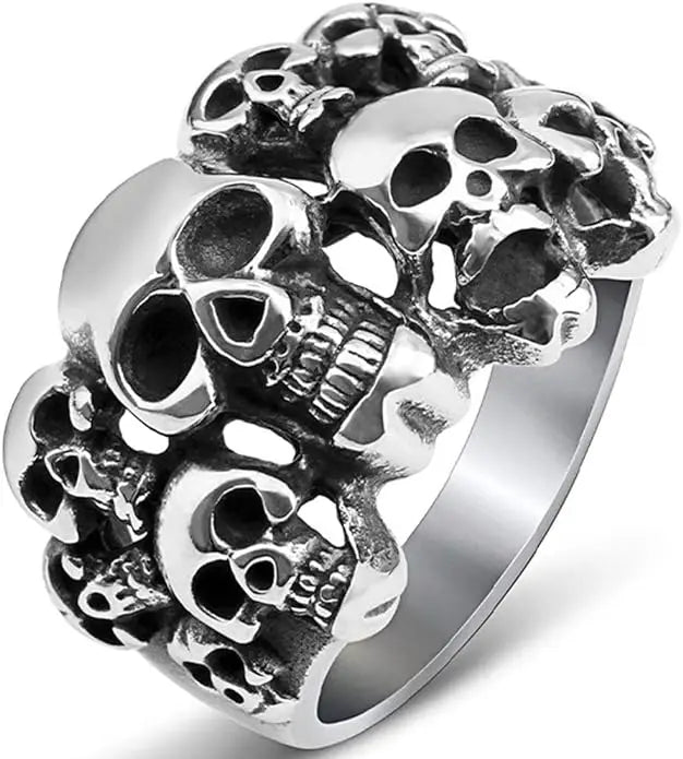 Alloy Gothic Skull Vintage Antique Style Cocktail Party Holiday Statement Biker Ring