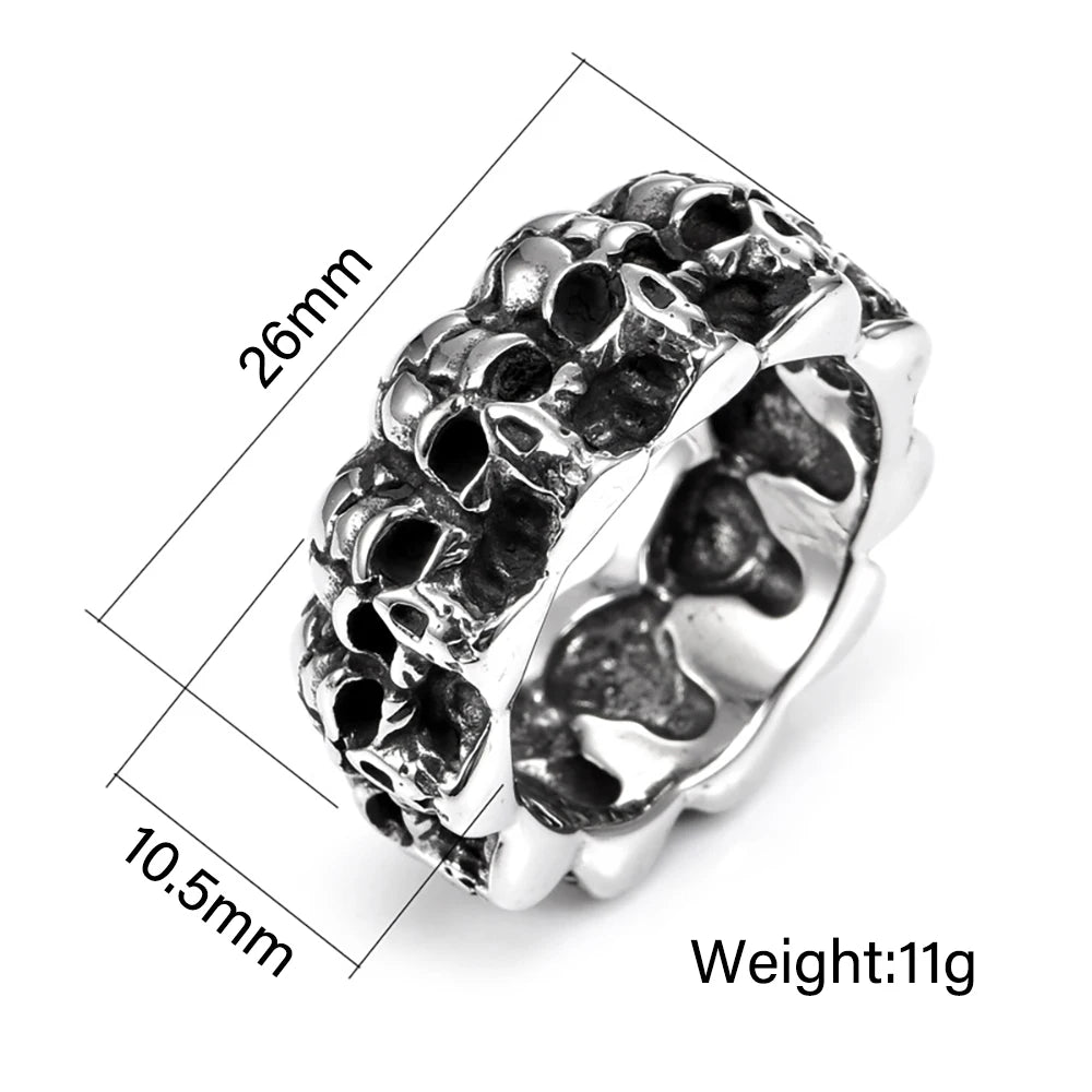Gothic Vintage Stainless Steel Skull Ring For Men Boys Punk Rock Hip Hop Skull Rings Fashion Party Jewelry Gifts Dropshipping