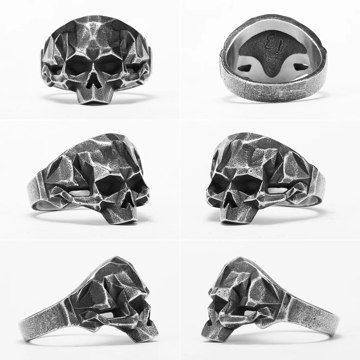 Retro Geometric Skull Men Rings Stainless Steel Women Jewelry Punk Retro New In Rock Fashion Accessories Gift Wholesale