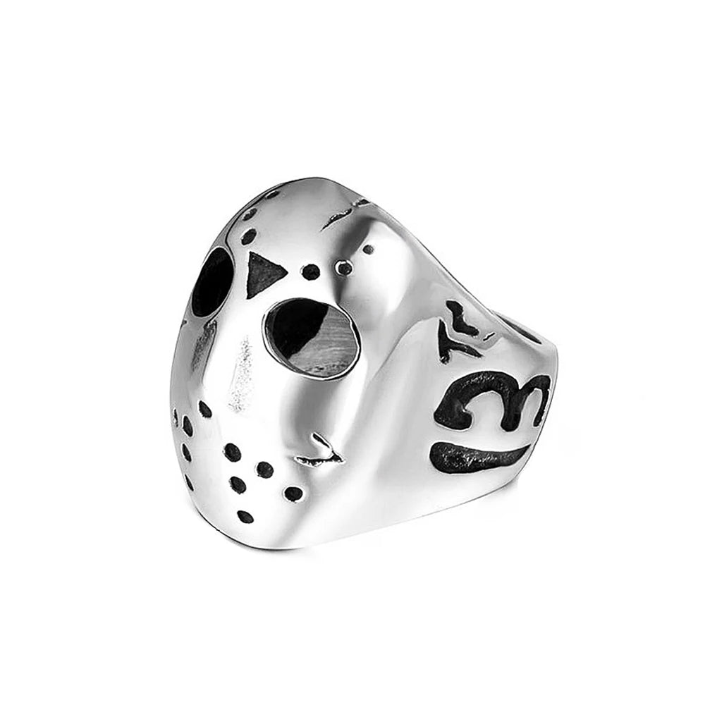 Fashion Unique Jason Mask Ring for Male Boy Punk Hip Hop 316L Stainless Steel Rings Motorcycle Amulet Jewelry Gift Wholesale