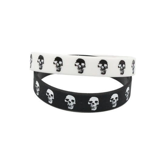 1PC New Casual Skull Silicone Rubber Wristband Sports Black White Bracelets&Bangles Hiphop Skeleton Band Women Men SH365