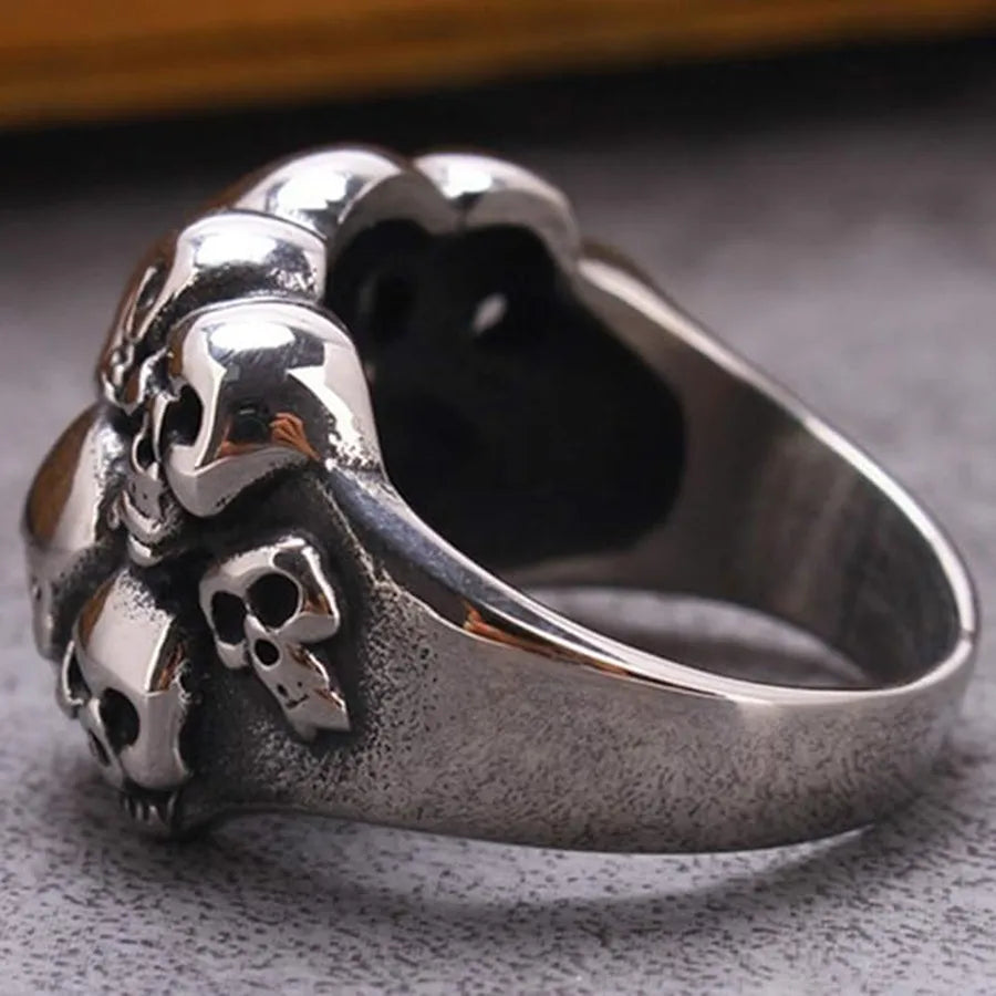 Alloy Gothic Skull Vintage Antique Style Cocktail Party Holiday Statement Biker Ring