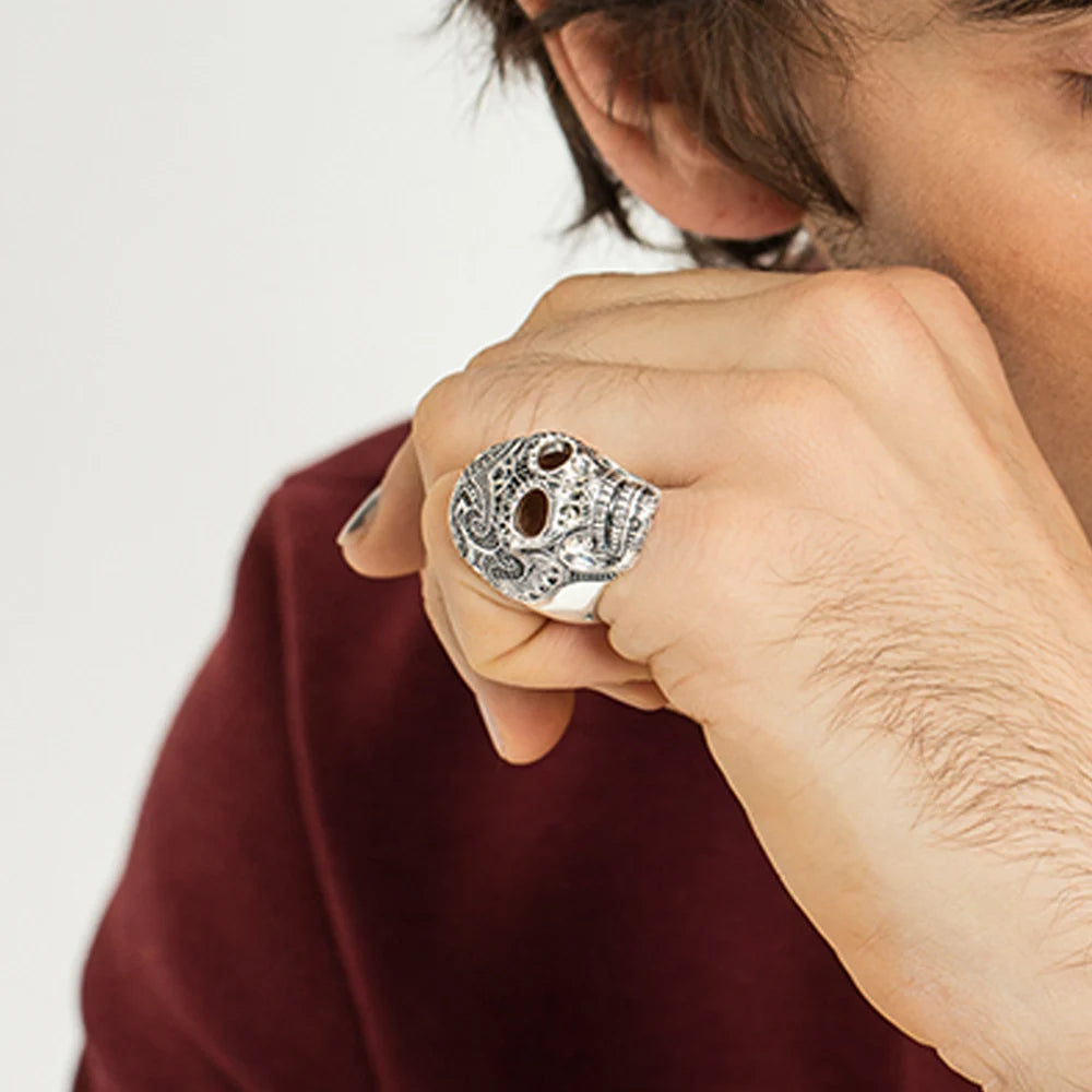 Maori Skull Ring Fine Jewerly For Women Men Autumn Brand New Ethnic Gift In 925 Sterling Silver