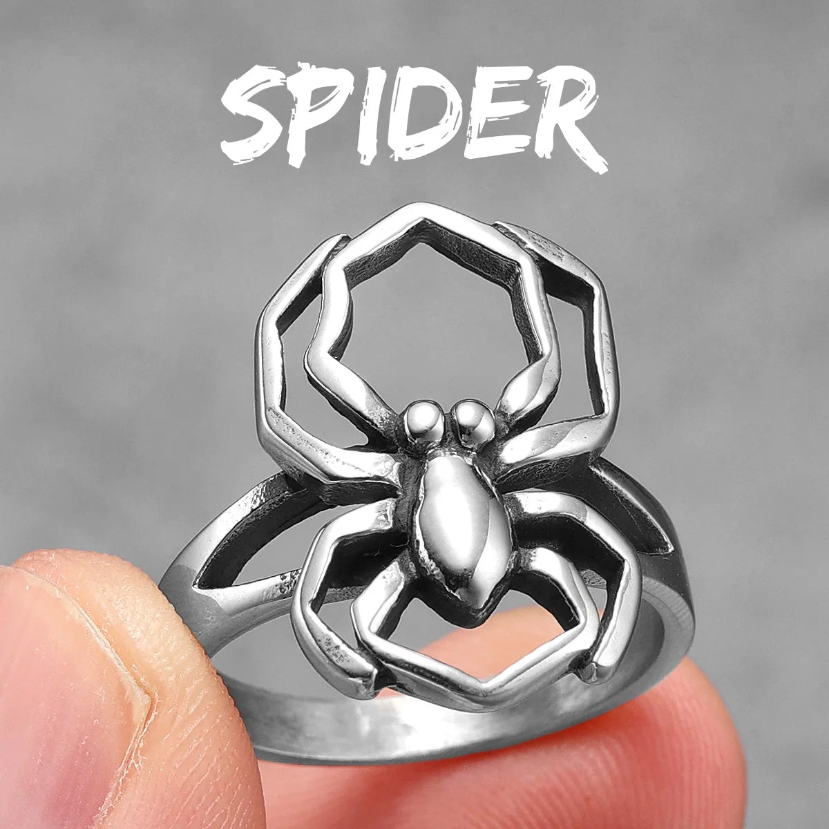 Spider Men Rings Stainless Steel Punk Stylish Hiphop Women Jewelry Fashion Accessories Halloween Gift Cool Stuff Wholesale