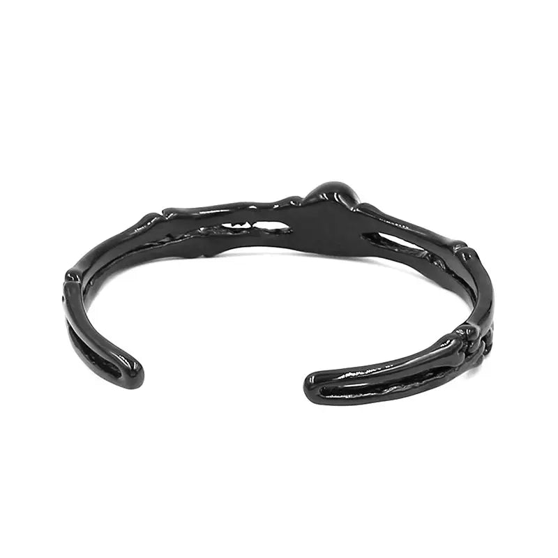 Vintage Ghost Skull Bones Biker Cuff Bracelet Stainless Steel Jewelry Gothic Feather Wing Norse Viking Wolf Men Bangle SJB0362A