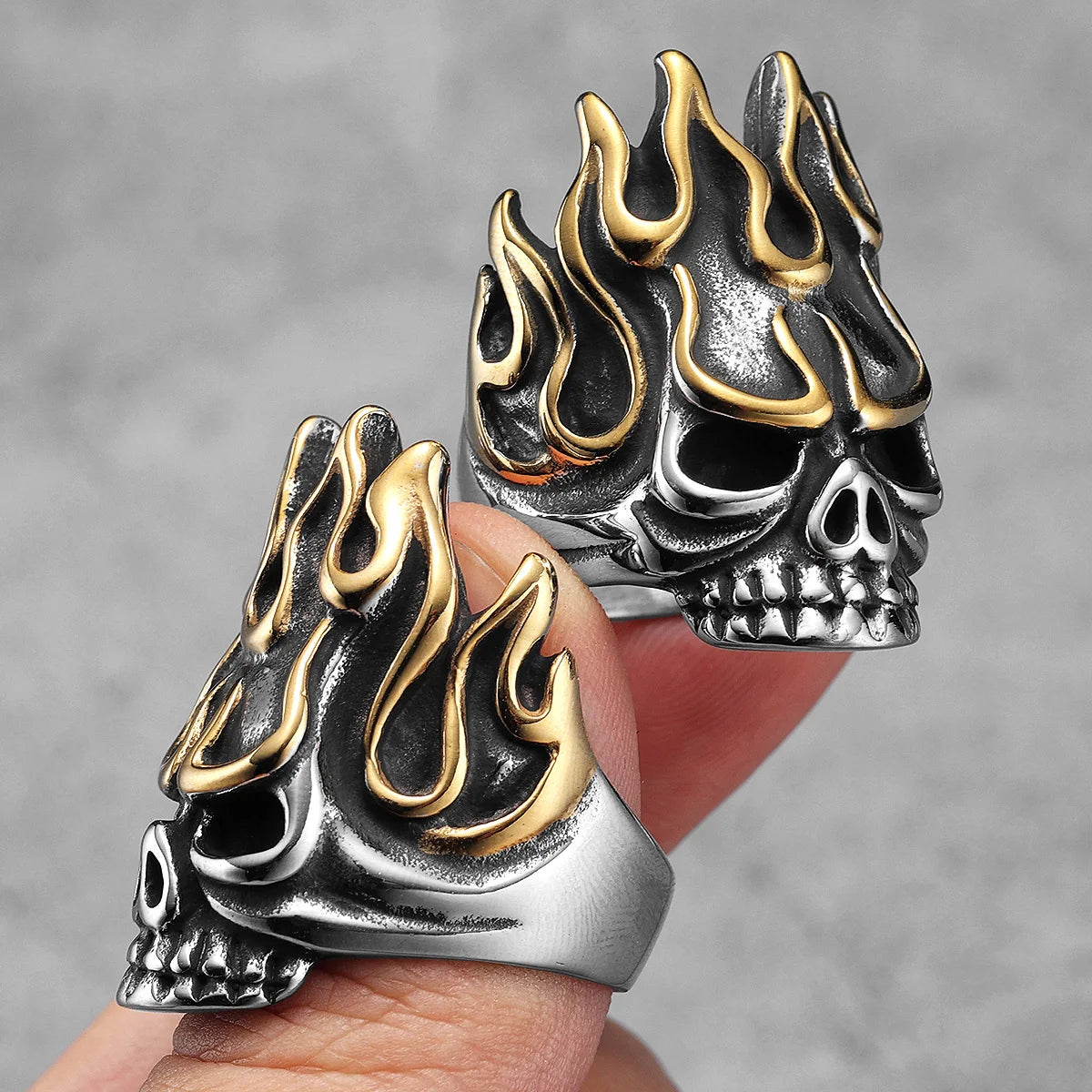 Irascible Fire God Skull Men Rings Stainless Steel Women Jewelry Punk Retro New In Rock Fashion Accessories Gift Wholesale