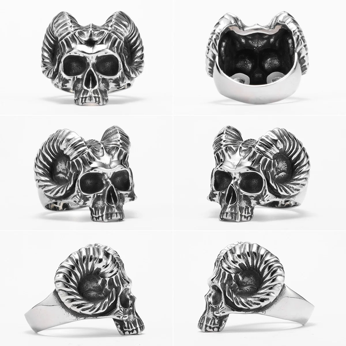 Gothic Satan Skull Men Rings Stainless Steel Women Jewelry Punk Retro New In Rock Fashion Accessories Gift Wholesale Dropshiping