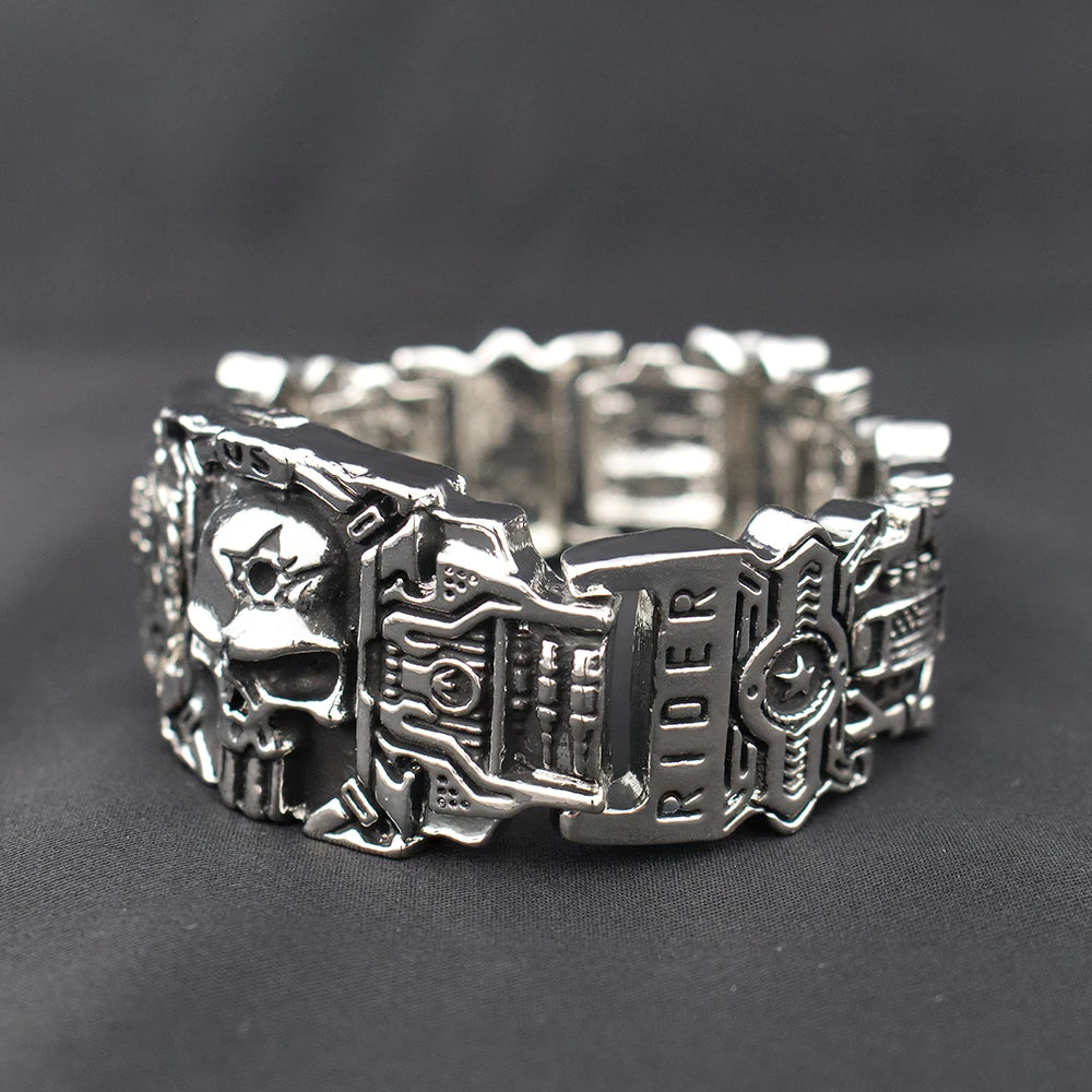 Vintage Charm Skull Bracelet Punk Hip Hop Rider Bracelet for Men Boy Gift High Quality US Street Motorcycle Jewelry Dropshipping
