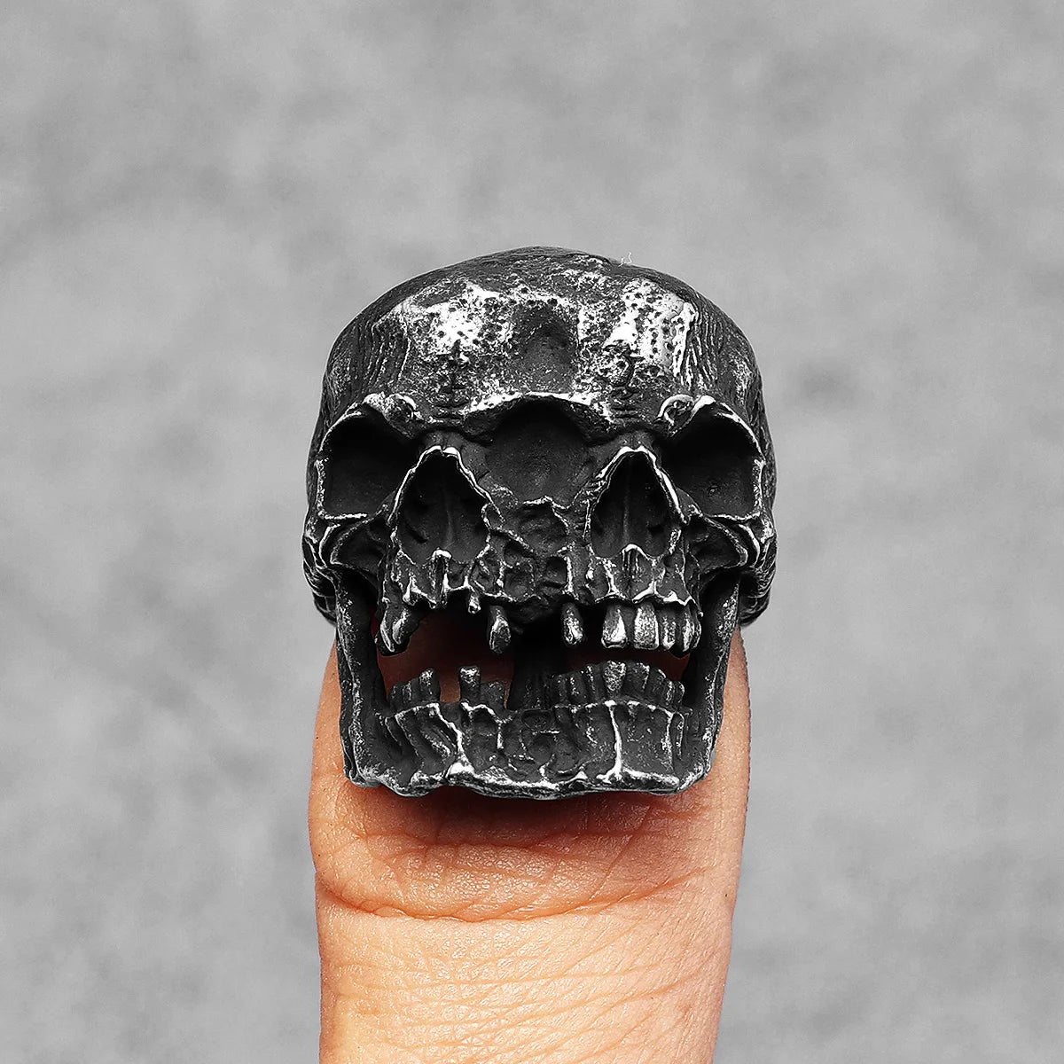 Schizophrenia Skull Men Rings Stainless Steel Women Jewelry Punk Rock Vintage Black Gothic Fashion Accessories Gifts Wholesale