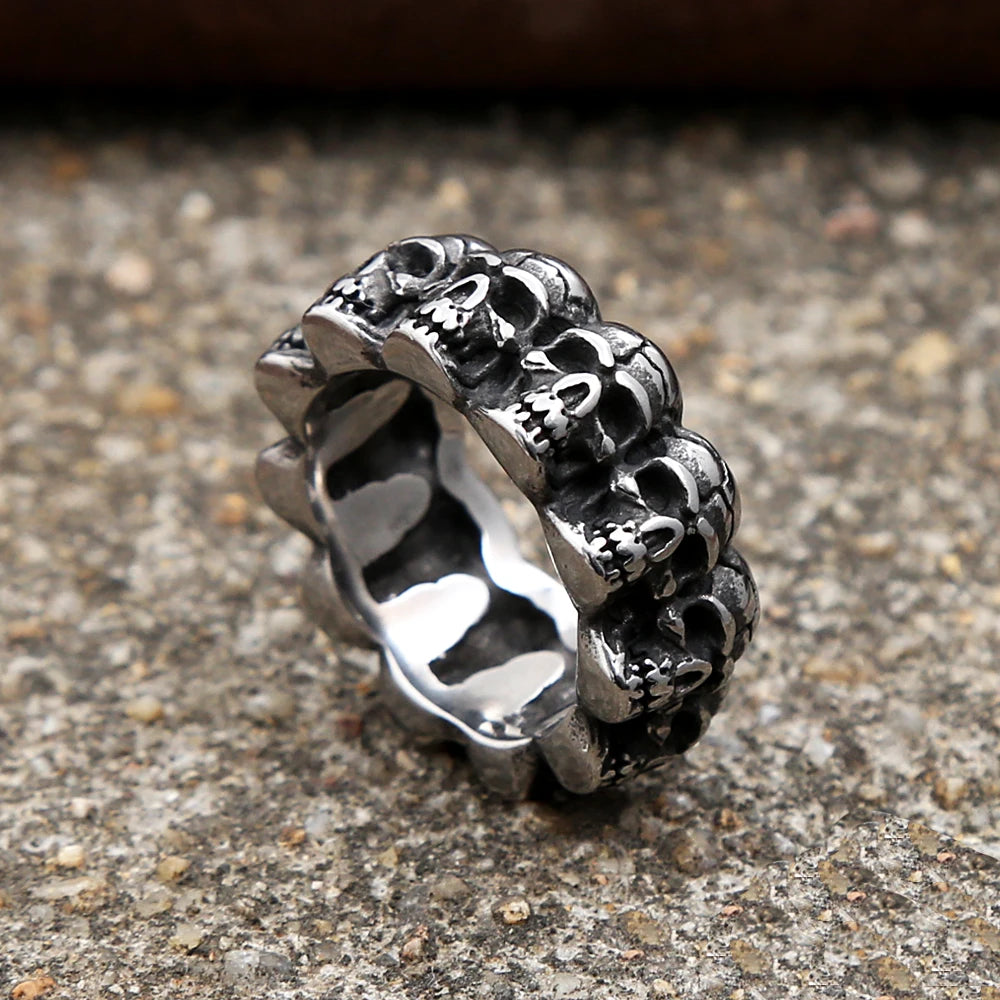 Gothic Vintage Stainless Steel Skull Ring For Men Boys Punk Rock Hip Hop Skull Rings Fashion Party Jewelry Gifts Dropshipping