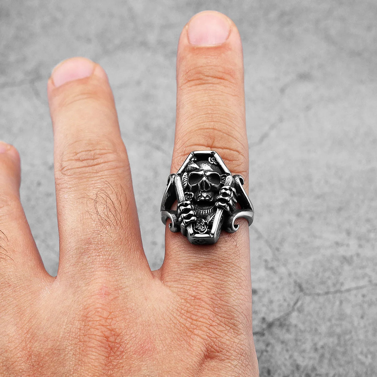 Mummy Skull Coffin Men Rings Stainless Steel Women Jewelry Punk Retro New In Rock Fashion Accessories Gift Wholesale Dropshiping