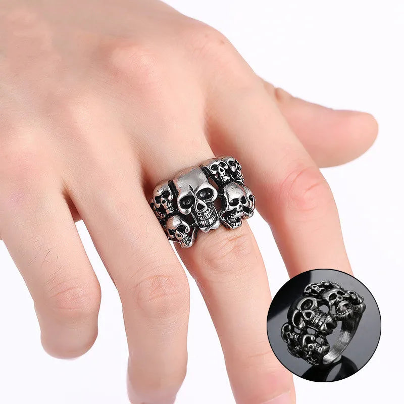 Alloy Gothic Skull Vintage Antique Style Cocktail Party Holiday Statement Biker Ring