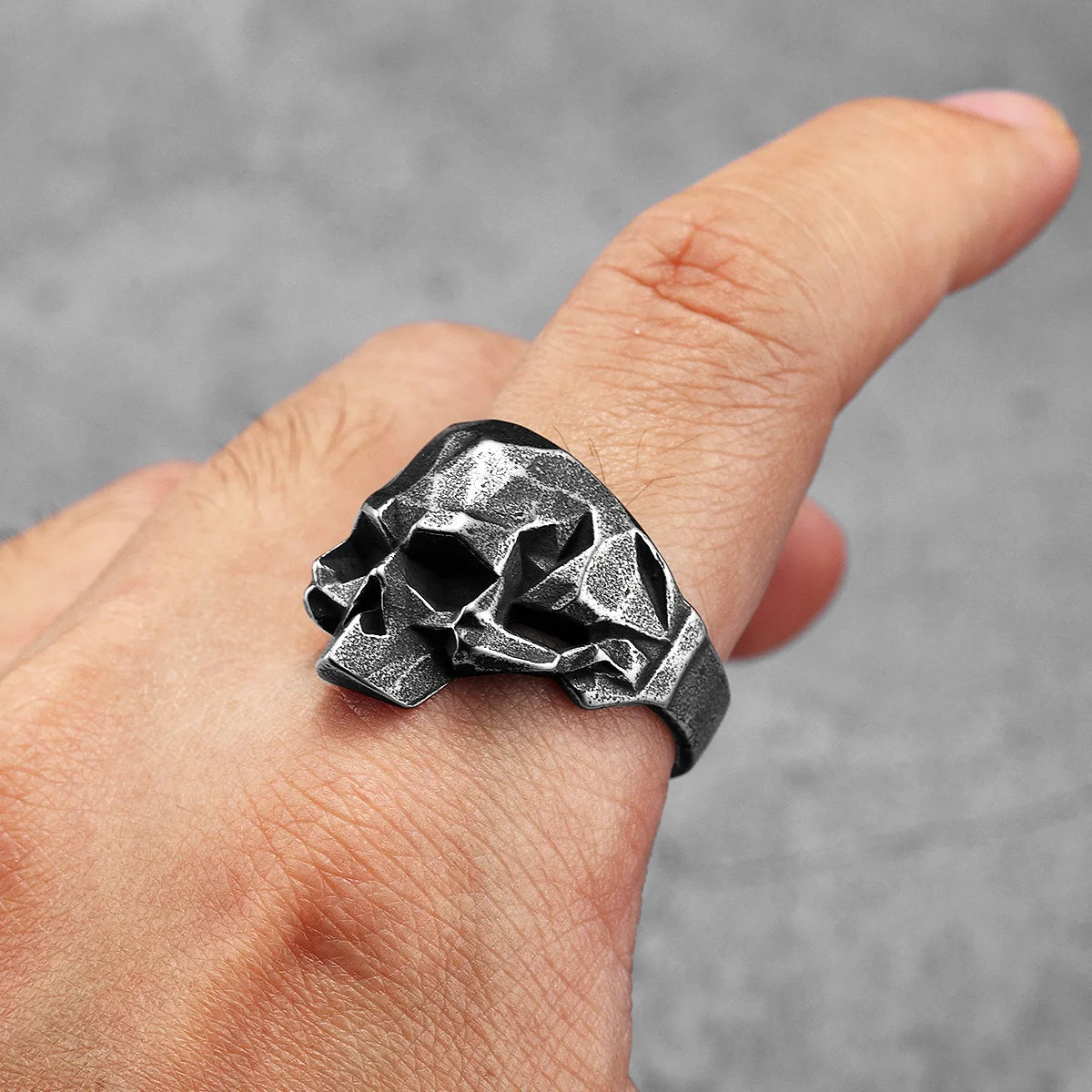 Retro Geometric Skull Men Rings Stainless Steel Women Jewelry Punk Retro New In Rock Fashion Accessories Gift Wholesale
