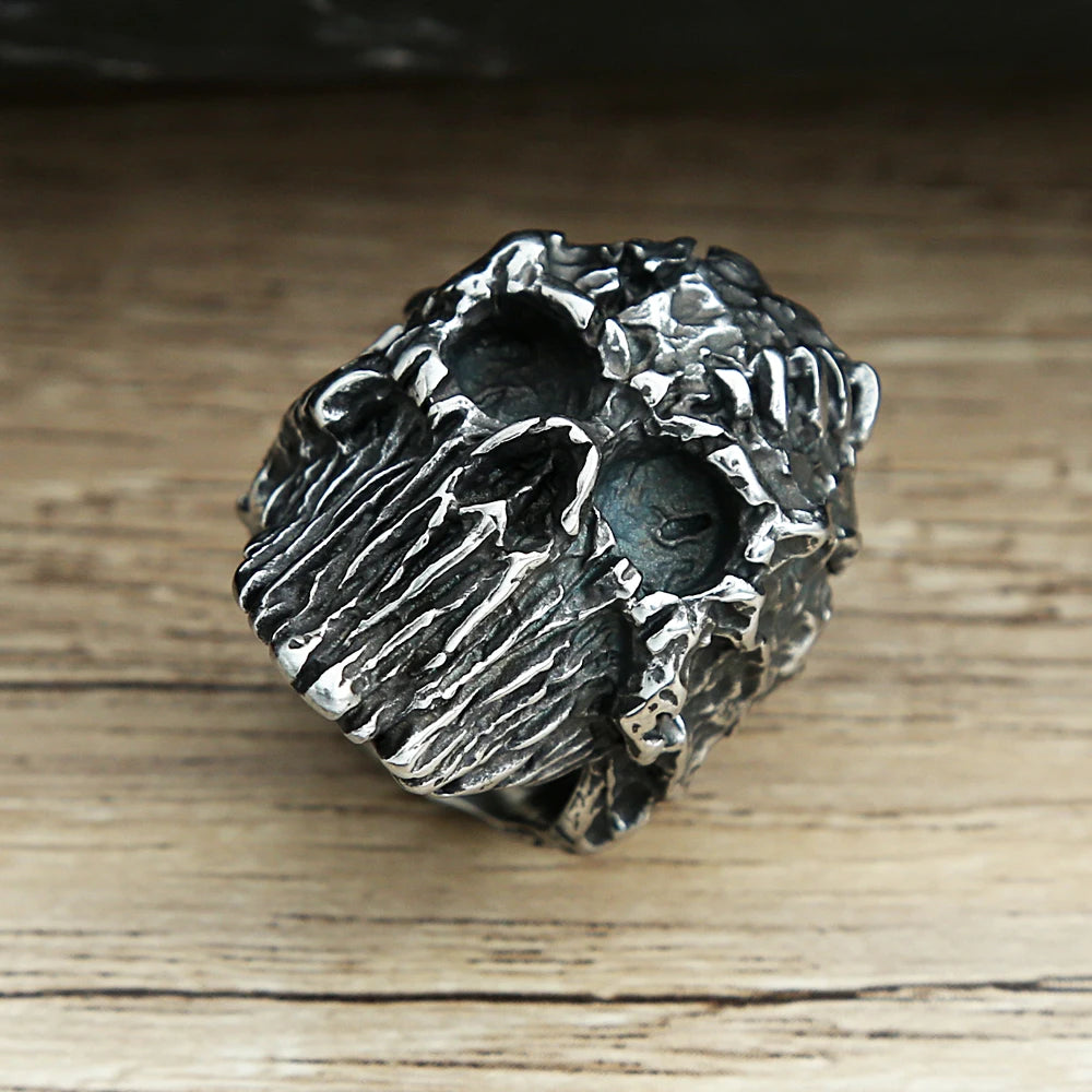 Gothic Vintage Black Devil Skull Rings Steampunk Stainless Steel Skull Ring Men's Hiphop Motorcycle Rock Biker Jewelry Wholesale