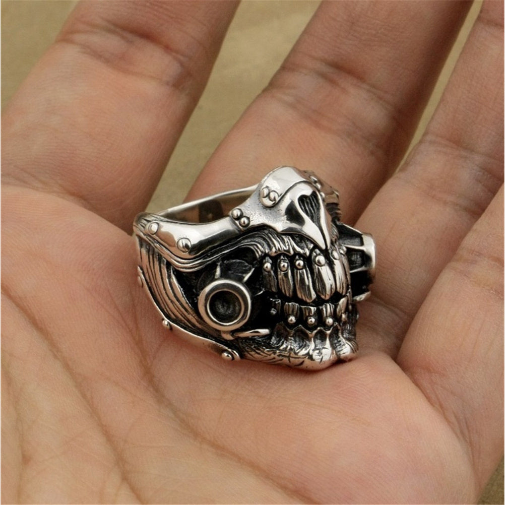 Mad Max-Inspired Men's Ring - Vintage Alloy Skull Mask Design, Perfect Birthday Gift for Him