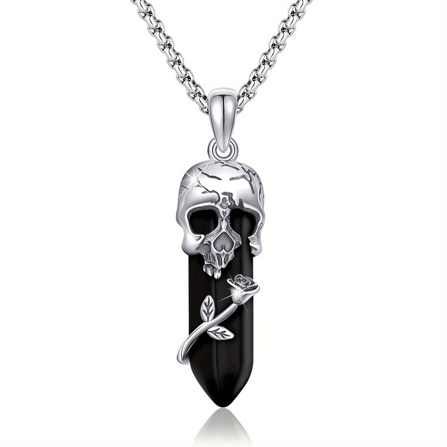 Rose Skull Necklace for Women Halloween Skull Necklace
